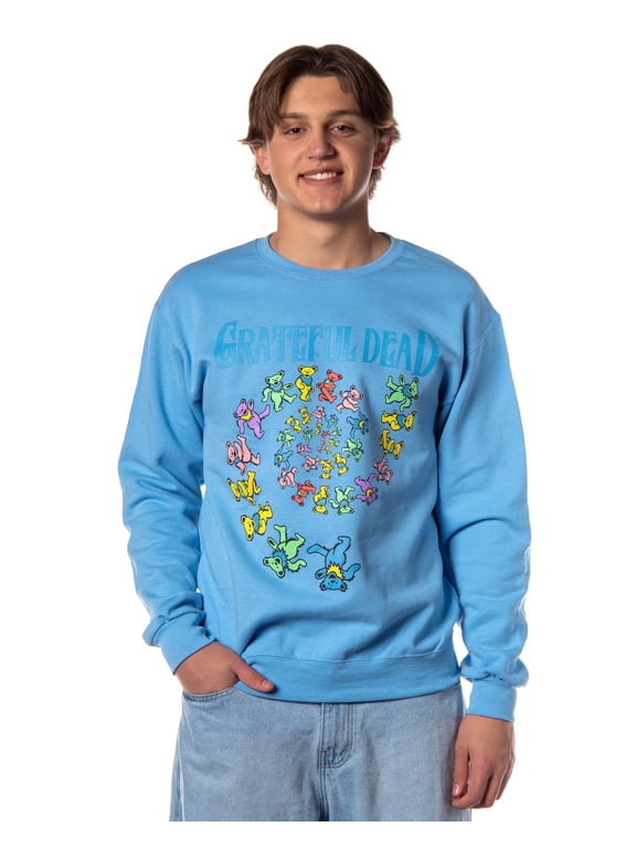 Grateful Dead Men's Dancing Bears Spiral Design Adult Crewneck Pullover Sweatshirt