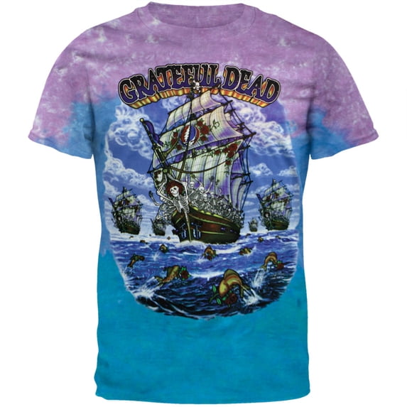 Grateful Dead Men's Ship Of Fools Tie Dye T-shirt Large Blue