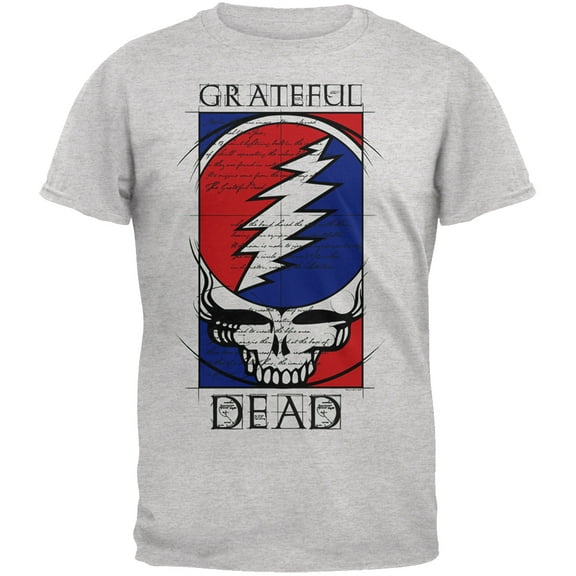 Grateful Dead Men's Steal Your Blueprint T-shirt Medium Grey