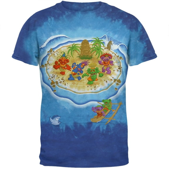 Grateful Dead Men's Tiki Bears Tie Dye Short Sleeve T Shirt