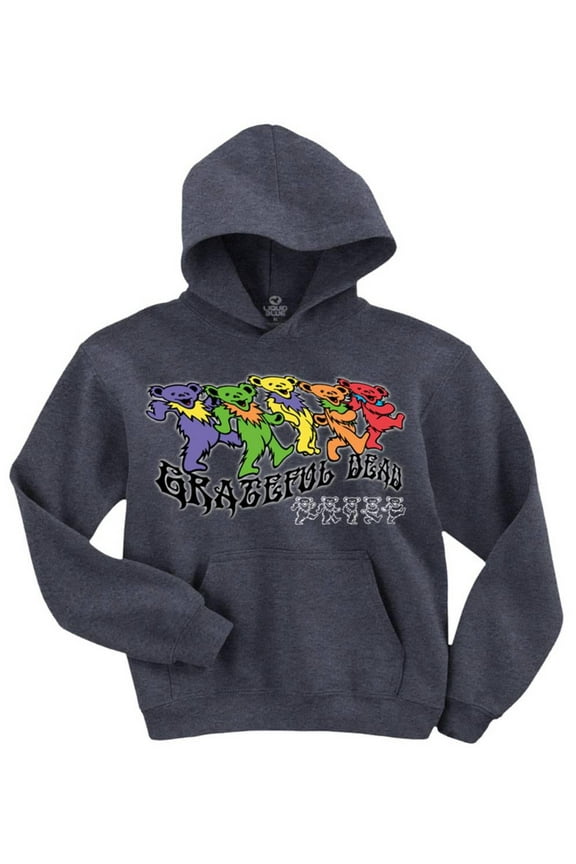 Grateful Dead Men's Trippy Bears Hooded Sweatshirt X-Large Grey
