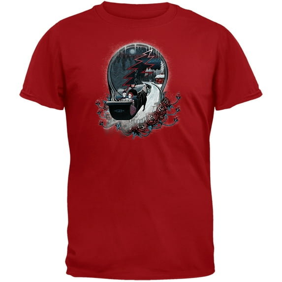 Grateful Dead Men's Winter Sleigh Cardinal Short Sleeve T Shirt