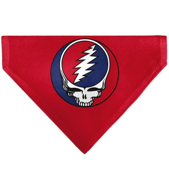 Grateful Dead Pet Bandana Grateful Dead Steal Your Face Logo Centered Red and Blue Slip On CollarBandana Only