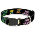 thumbnail image 1 of Grateful Dead Pet Collar, Dog Collar Plastic Buckle, Grateful Dead Dancing Bears Close Up Black Multi Color, 20 to 31 Inches 1.5 Inch Wide, 1 of 8