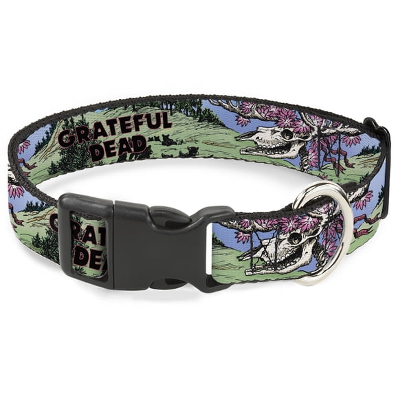 Grateful Dead Pet Collar, Dog Collar Plastic Buckle, Grateful Dead Dave'S Picks Volume Nine Montana Cover Art, 9.5 to 14.5 Inches 0.5 Inch Wide