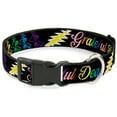 thumbnail image 1 of Grateful Dead Pet Collar, Dog Collar Plastic Buckle, Grateful Dead Script Bears Skeletons Black Multi Color, 20 to 31 Inches 1.5 Inch Wide, 1 of 6