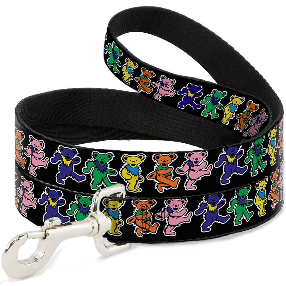 Grateful Dead Pet Leash, Dog Leash, Dancing Bears Black Multi Color, 4 Feet Long 1.0 Inch Wide