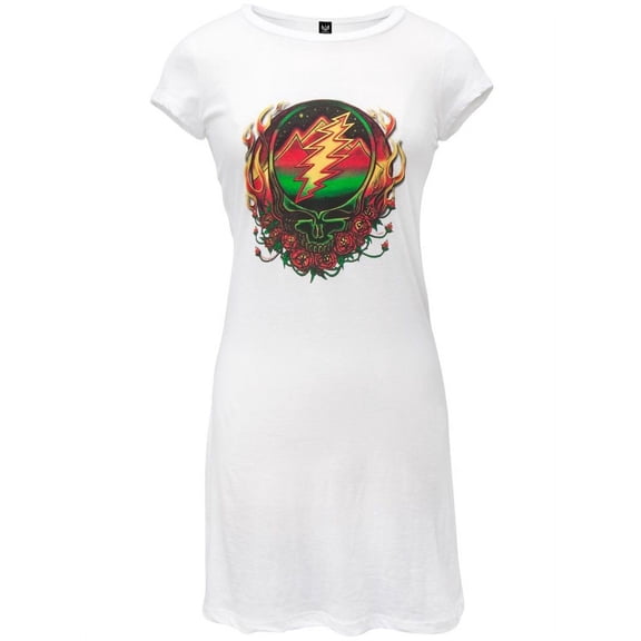 Grateful Dead - Scarlet Fire White Juniors Cap Sleeve Dress