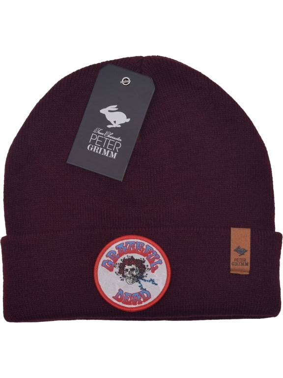 Grateful Dead Collection Beanie Hat Unisex, Skull & Roses - Burgundy