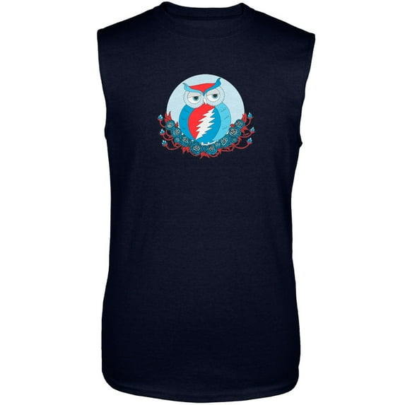 Grateful Dead - Steal Your Face Owl Navy Adult Tank Top - Small