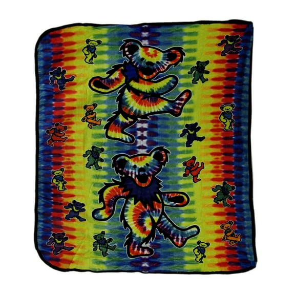 Grateful Dead Bears Tie Dye Fleece Blanket