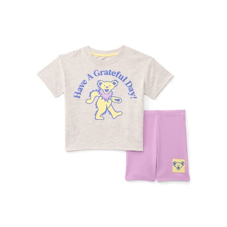 Grateful Dead Toddler Girls Graphic Tee and Bike Shorts Set, 2-Piece, Sizes 12M-5T