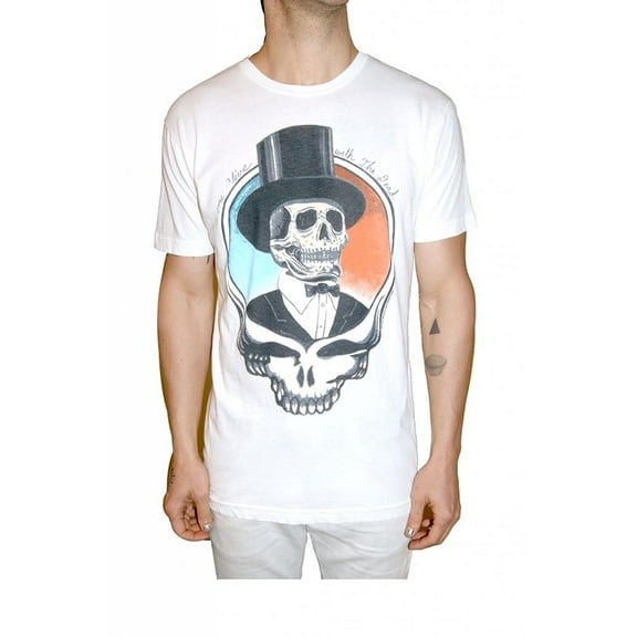Grateful Dead Top Hat Skull Adult White T-Shirt