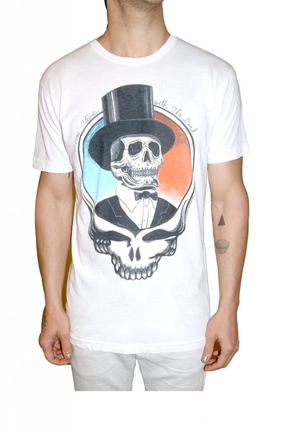 Grateful Dead Top Hat Skull Adult White T-Shirt