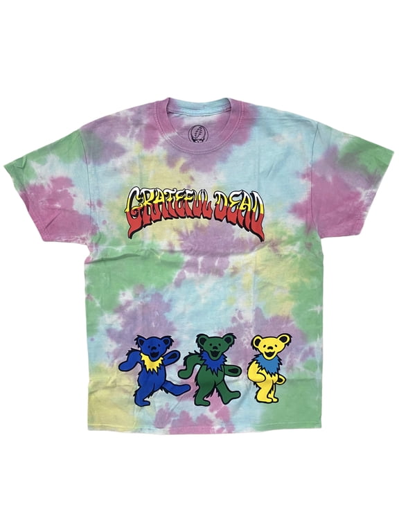Unisex Officially Licensed Dancing Bear Tie Dye Tee T-Shirt (Small/Medium, Multi Tie Dye)