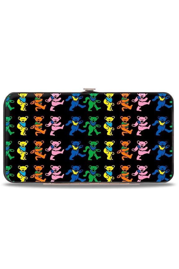 Grateful Dead Wallet, Hinged, Dancing Bears Black Multi Color, Vegan Leather