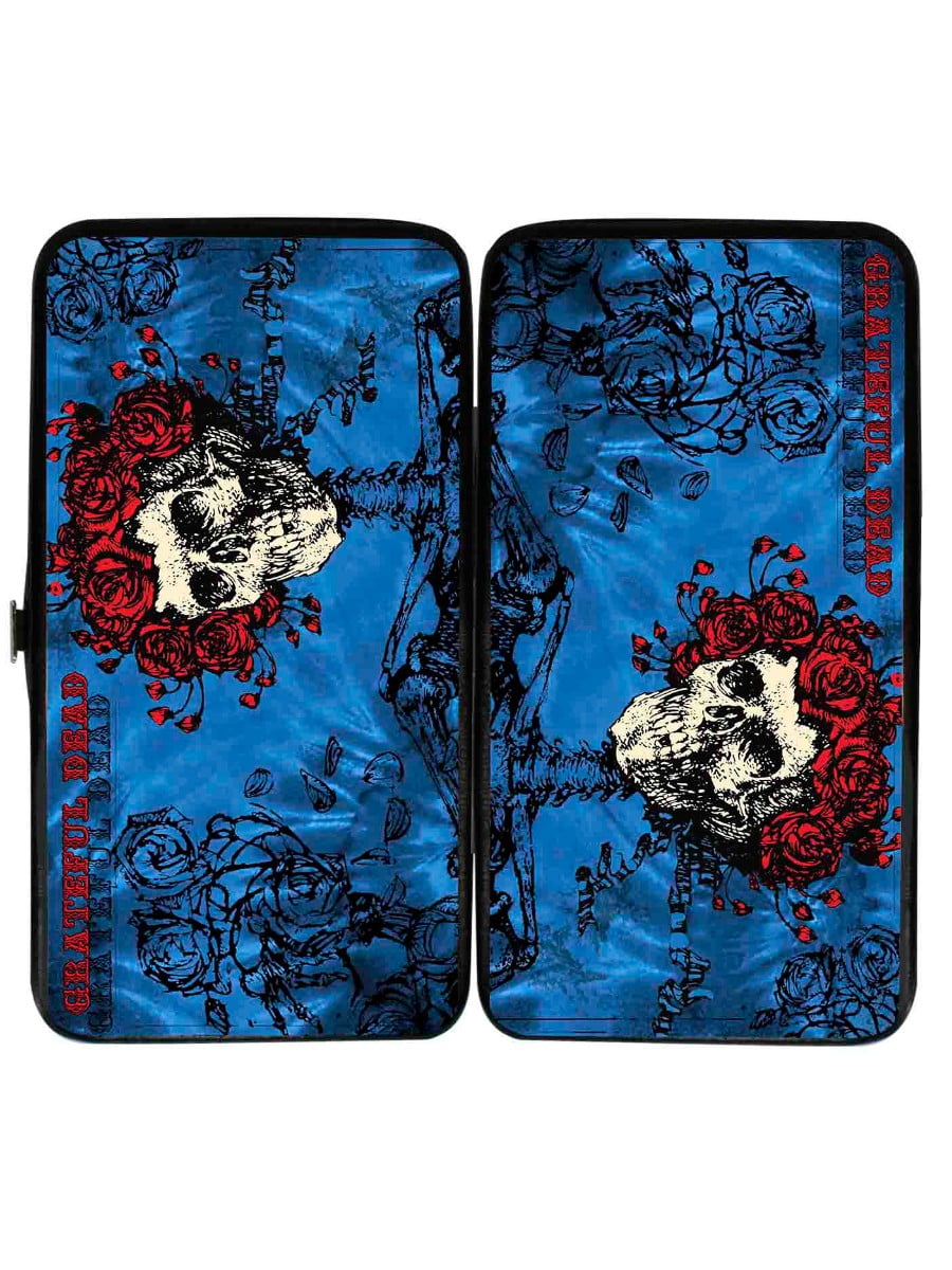 Grateful Dead Wallet, Hinged, Grateful Dead Skull Roses Blues Black Red ...