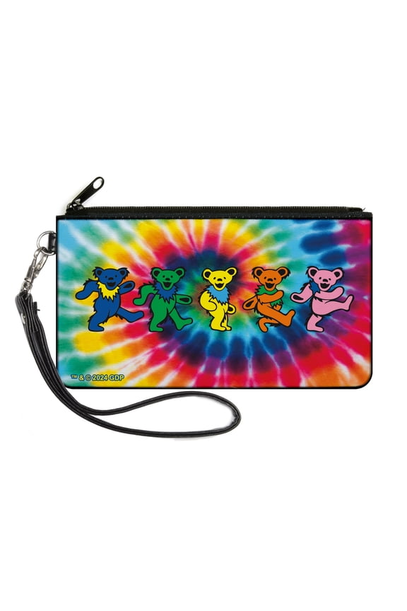 Grateful Dead Wallet, Zip Clutch, Grateful Dead Dancing Bears Swirl Multi Color, Canvas
