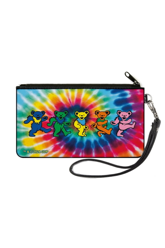 Grateful Dead Wallet, Zip Pouch, Grateful Dead Dancing Bears Swirl Multi Color, Canvas