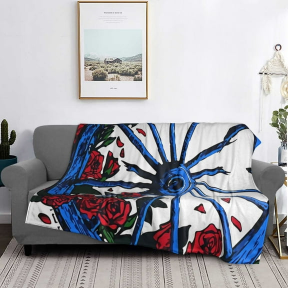 Grateful Dead Wheel Flannel Blanket Funny Ultra-Soft Micro Warm Throw Blanket Fleece Blanket Interesting Gift 60"X50"