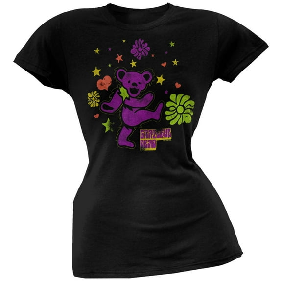 Grateful Dead Women's Juniors Purple Dancing Bear Short Sleeve T Shirt
