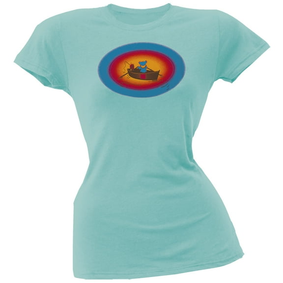 Grateful Dead Women's Juniors Terrapin & Bear Dinghy Blue Short Sleeve T Shirt