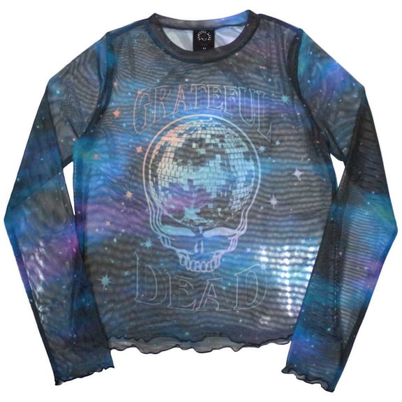 Grateful Dead Women's Long Sleeve T-Shirt: Stealy Glitter Ball (Mesh) (X-Large)