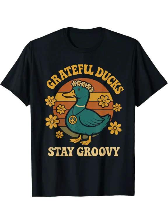 Grateful Ducks Stay Groovy Retro T-Shirt Size S-5XL