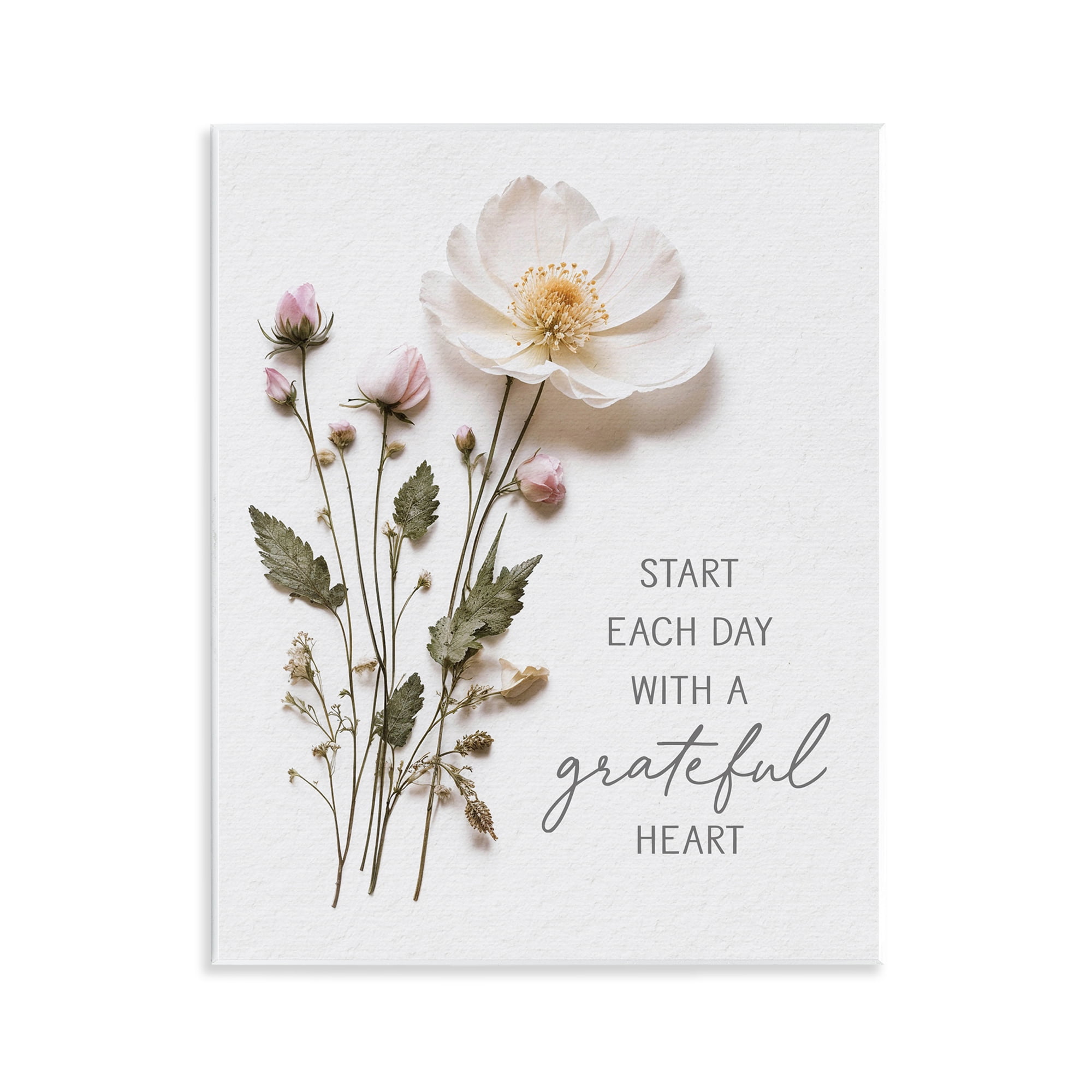 Grateful Heart Pressed Flowers Wall Plaque Art, design by Lettered and Lined