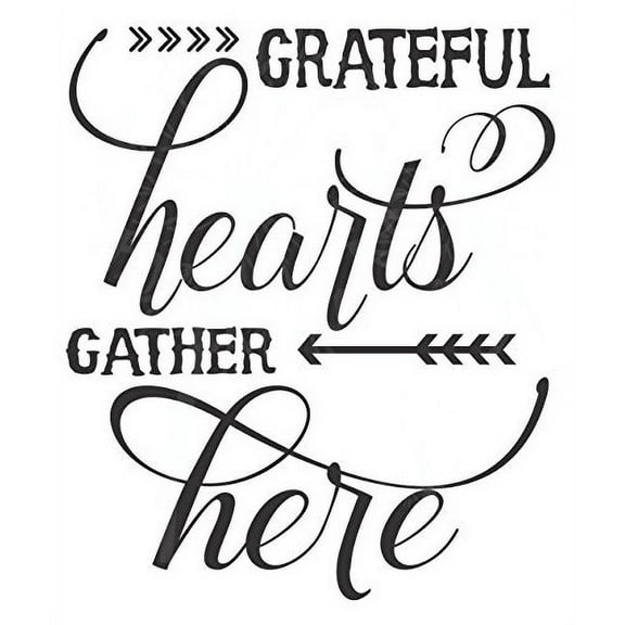 Grateful Hearts Gather Here Fall Wall Decals Quotes Vinyl Sticker for Home Decor, 19 x 23 , Black