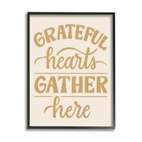 Grateful Hearts Gather Here Phrase Holiday Graphic Art Black Framed Art Print Wall Art