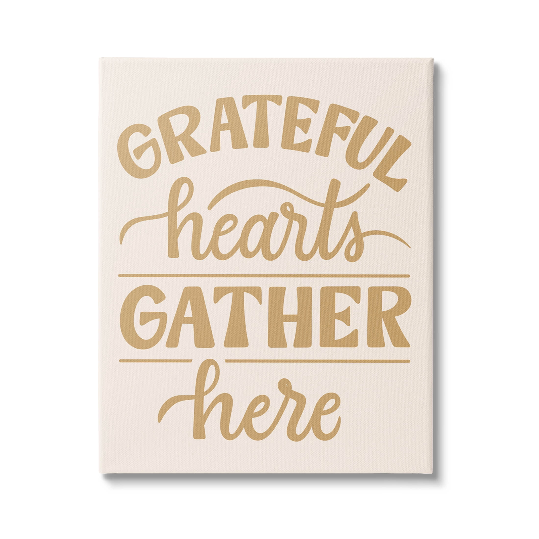 Grateful Hearts Gather Here Phrase Holiday Graphic Art Gallery Wrapped Canvas Print Wall Art