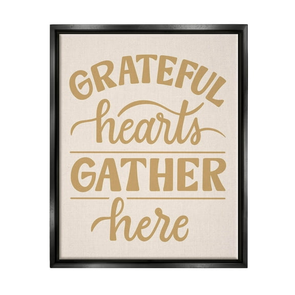 Grateful Hearts Gather Here Phrase Holiday Graphic Art Jet Black Framed Art Print Wall Art