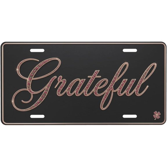 Grateful License Plate, Aluminum Decorative Front Plate, Personalized Car Decor, 6 x 12 in