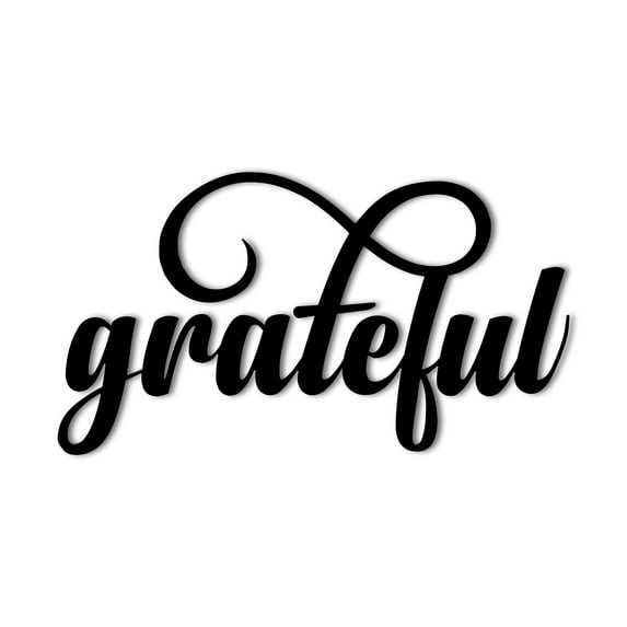 Grateful Metal Wall Sign Metal Home Decor Decorative Accent Metal Art Wall Sign Thankful Cursive Writing Humble Indoor Outdoor Made in USA – 3 Sizes / 13 Colors
