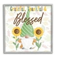 thumbnail image 1 of Grateful Sentiment Typography Garden Gnome Sunflowers Pattern Inspirational Graphic Art Framed Art Print Wall Art, 1 of 5