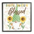 thumbnail image 1 of Grateful Sentiment Typography Garden Gnome Sunflowers Pattern Inspirational Graphic Art Framed Art Print Wall Art, 1 of 5
