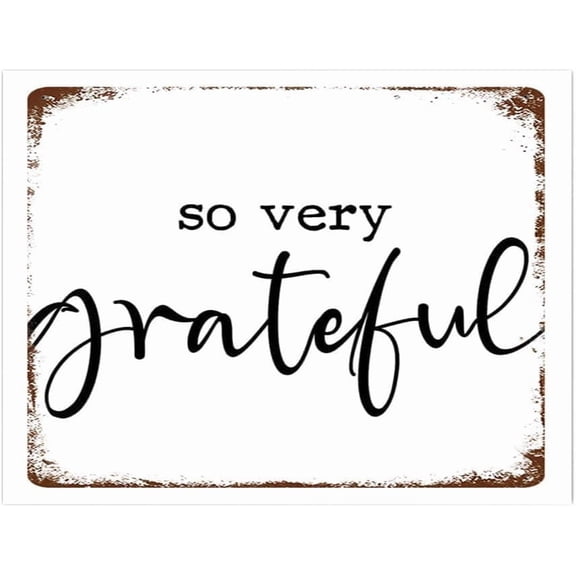 Grateful Sign – 8x12 Inch RustFree Aluminum,Reflective & Weatherproof Metal Plaque,Rustic Style Wall Decor for Home or Farmhouse,Thanksgiving & Everyday Decor Sign