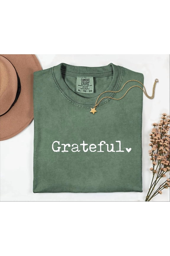 Grateful T Shirt Minimalist Script Fall Graphic Tee All Size S-3XL