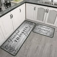 thumbnail image 1 of Grateful Thankful Blessed Kitchen Rug Set Of 2 - Grey Non-Slip Cushioned Comfort Mats for Kitchen Floor, Farmhouse Thanksgiving Decor - Sizes 17"x47" and 17"x30", 1 of 7