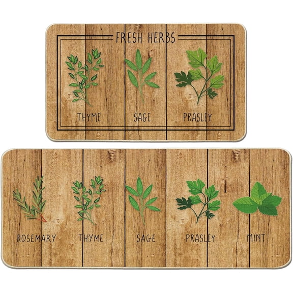 Grateful Thankful Blessed Kitchen Rugs Set of 2 - Farmhouse Kitchen Mat for Floor - Spring and Summer Kitchen Decor and Accessories for Home 17"x27+17"x47"