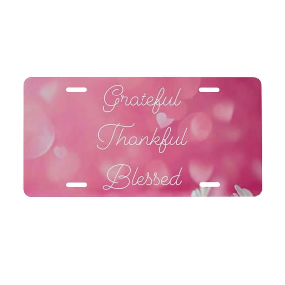 Grateful Thankful Blessed License Plate, Car Front License Plates With 4 Holes 6 * 12 Inches
