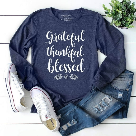 Grateful Thankful Blessed Long Sleeve