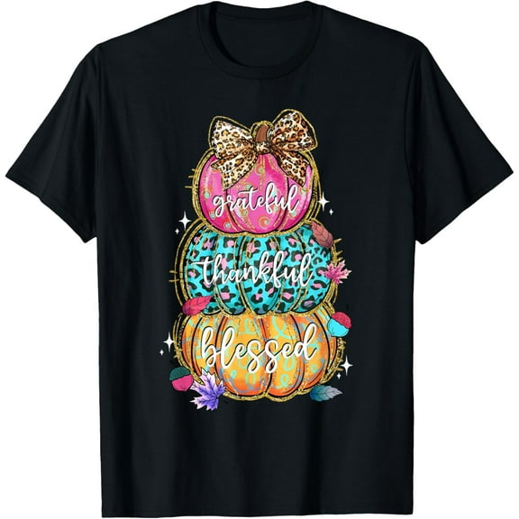 Grateful Thankful Blessed Pumpkin Thanksgiving Autumn Fall T-Shirt TShirt