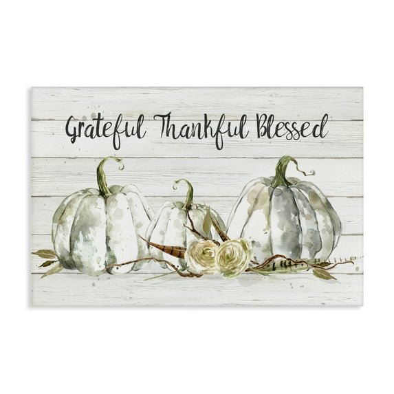 Stupell Industries Grateful Thankful Blessed Pumpkins Canvas Wall Art, design by Carol Robinson, 30 x 45