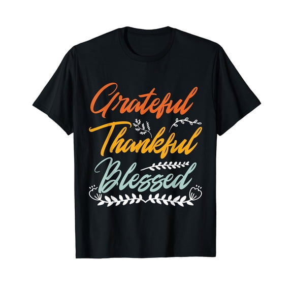 Grateful Thankful Blessed Thanksgiving T-Shirt