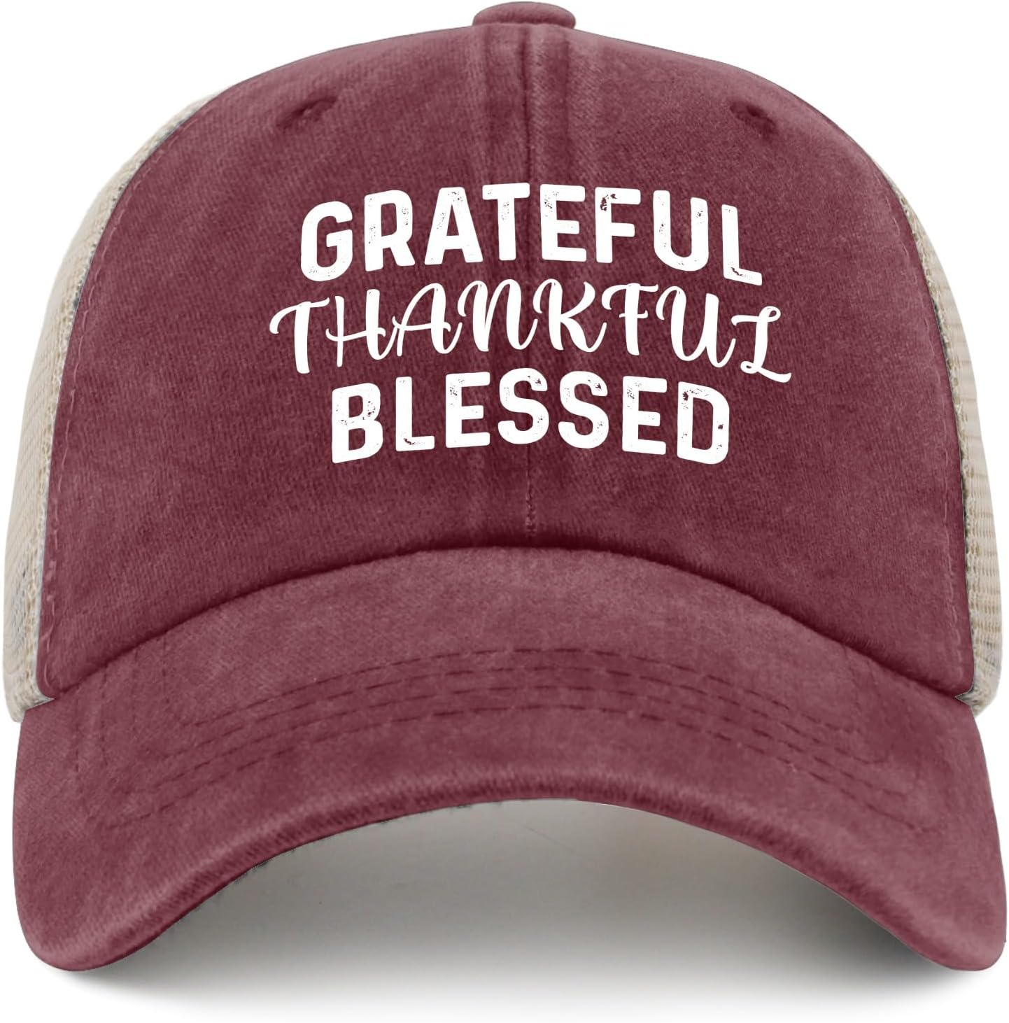Grateful Thankful Blessed Trucker Hat Women Trendy Mesh  display picture 2