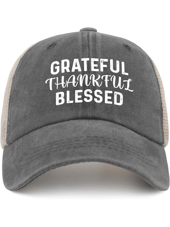 Grateful Thankful Blessed Trucker Hat Women Trendy Mesh Baseball Cap for Summer