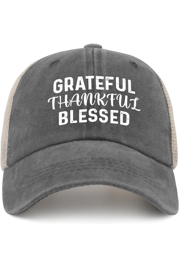 Grateful Thankful Blessed Trucker Hat Women Trendy Mesh Baseball Cap for Summer