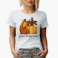 thumbnail image 1 of Grateful, Thankful, Blessed with Cross & Pumpkins, Thanksgiving Day Art Merch Gift, White T-Shirt, Large, 1 of 5